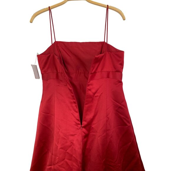 David's Bridal 8585 Red Satin Dress Empire Straps Size 10 NWT RT10301 $110 - Picture 9 of 10